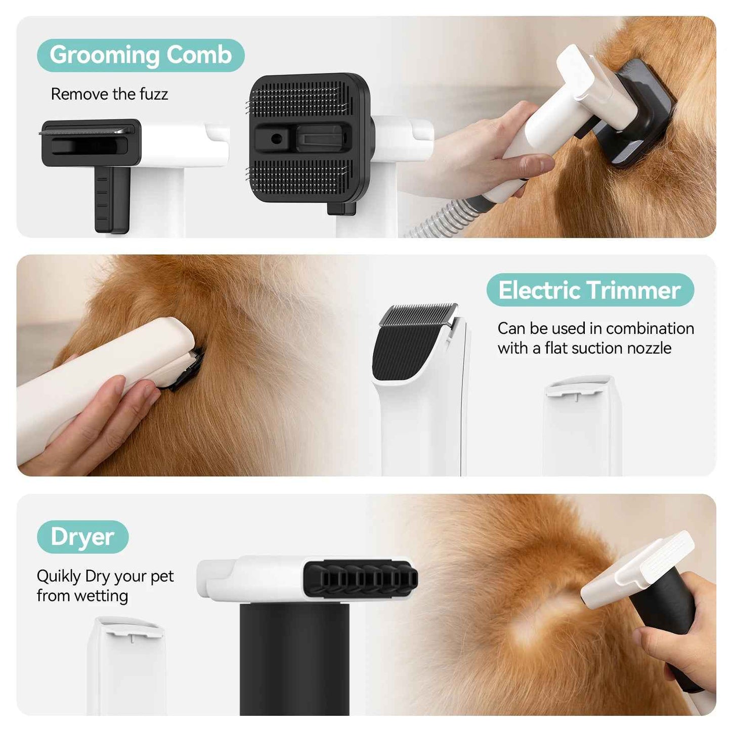 Amicura P1 Pet Grooming Kit – 5-in-1 Vacuum & Hair Dryer 15kPa