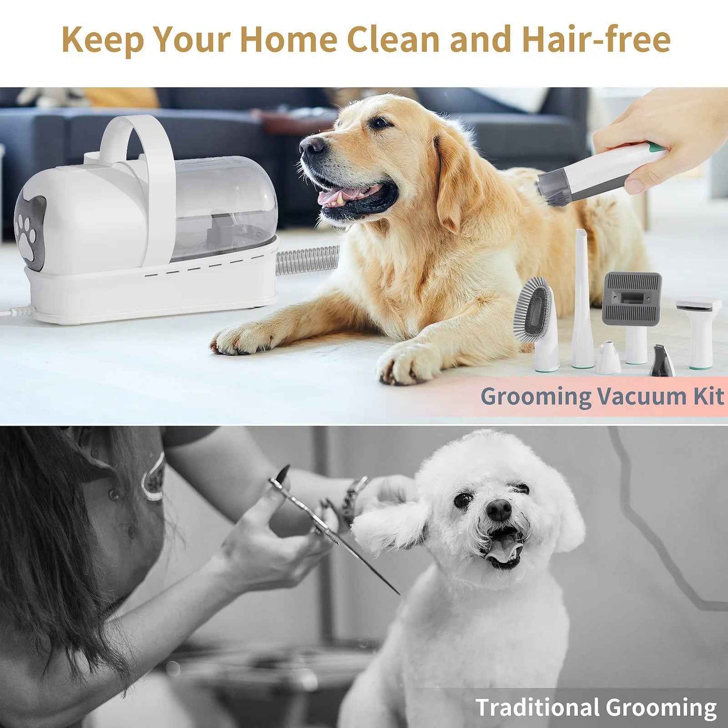 PetGroom Max™ – 1L Large Capacity Pet Grooming Vacuum Kit for Dogs & Cats