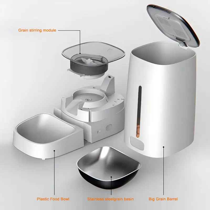 Hot-Selling 5L Smart Automatic Pet Feeder – Intelligent Electric Food Dispenser with Dual Stainless Steel Bowls for Dogs & Cats