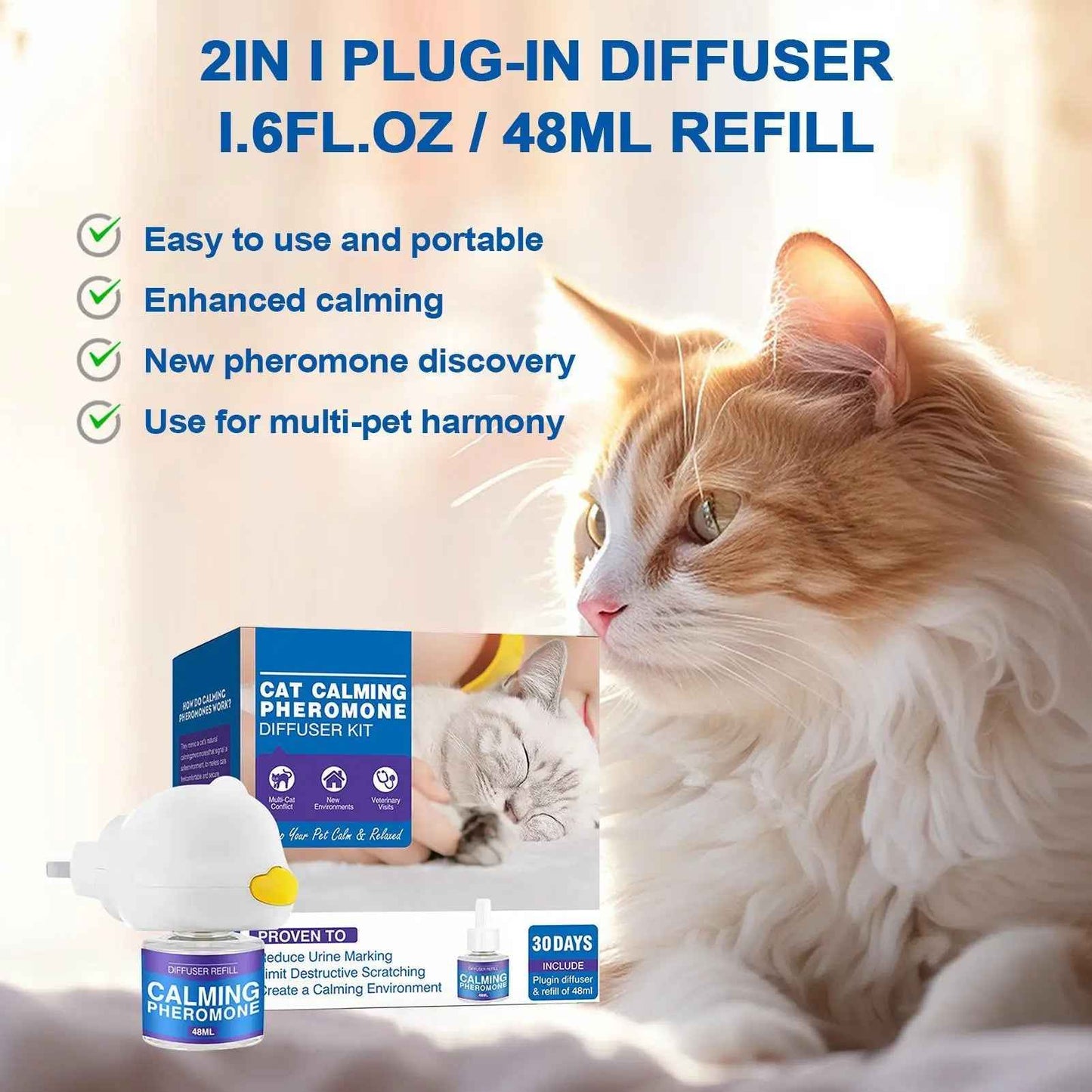 CalmiPaw™ Plug-In Cat Calming Diffuser – Stress Relief for Pets