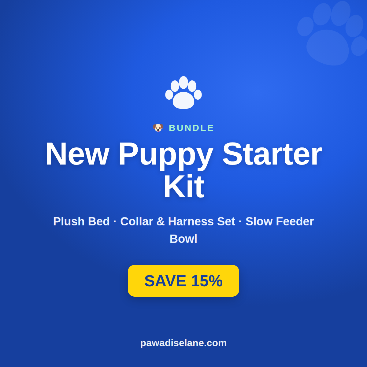 New Puppy Starter Kit — Bed, Collar & Leash Set + Slow Feeder Bundle