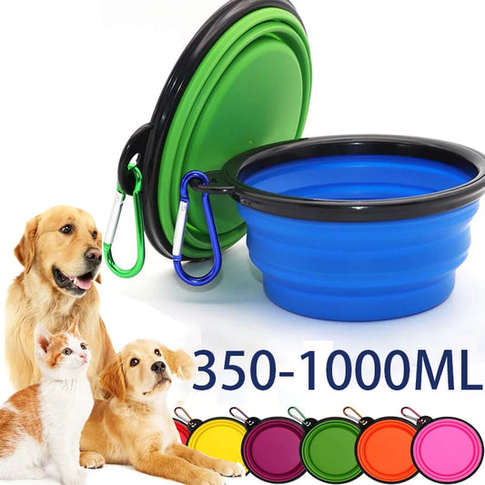 2-in-1 Folding Silicone Pet Feeder Bowl with Dispenser