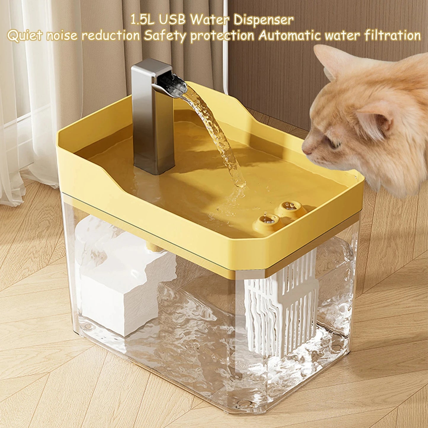 CrystalFlow™ – Transparent Automatic Cat Water Fountain