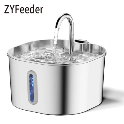 ZYFeeder™ 2.2L Automatic Stainless Steel Pet Water Fountain with Window
