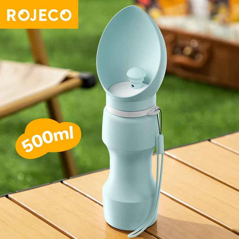 ROJECO Foldable Pet Water Bottle for Dogs & Cats – Leakproof Outdoor Drinking Bottle