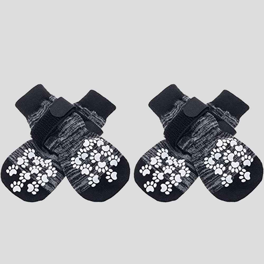 4PCS Non-Slip Dog Socks – Adjustable Indoor & Outdoor Pet Shoes