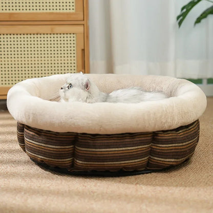 Soft Round Pet Bed – Warm & Cozy Sleeping Nest for Cats and Dogs