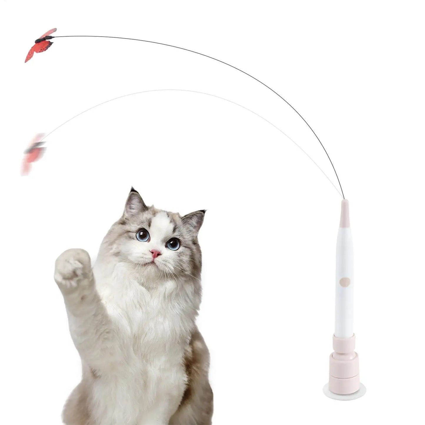 Electric Cat Teaser Wand – 2-Mode Automatic Suction Cup Toy