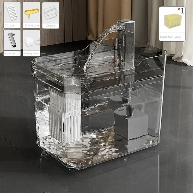 CrystalFlow™ – Transparent Automatic Cat Water Fountain