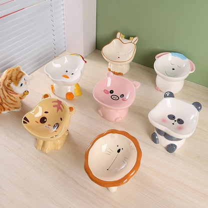 MeowTure™ – Ceramic High-Neck Cartoon Pet Bowl