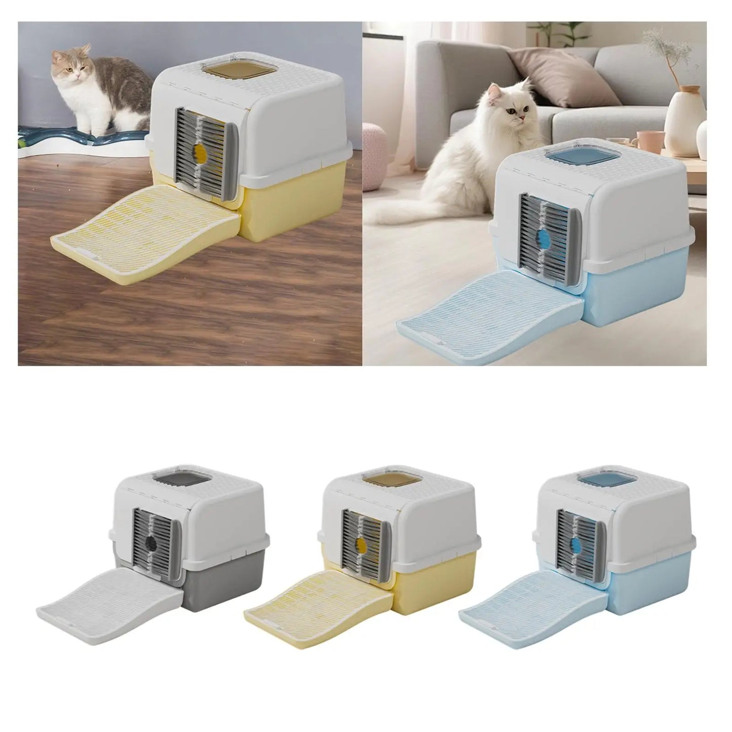 CleanCorner™ Hooded Cat Litter Box — Space-Saving Anti-Leak Design