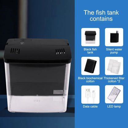 Mini Betta Fish Tank – Small Desktop Aquarium for Home & Office | Eco-Friendly Modern Fish Bowl