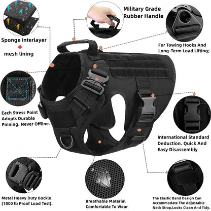 Tactical Dog Harness & Leash Set – Military Training Vest for All Breeds
