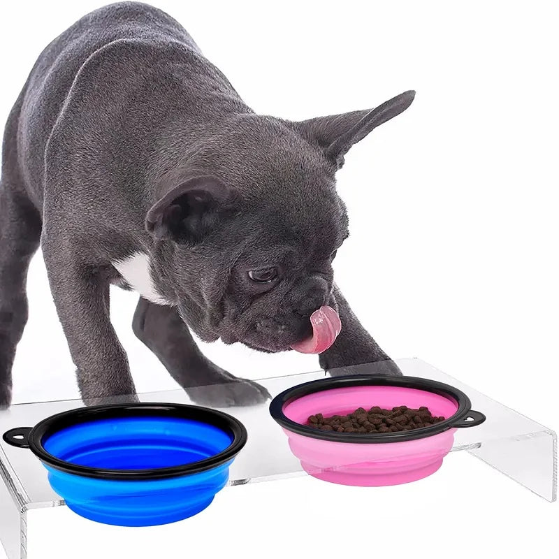2-in-1 Folding Silicone Pet Feeder Bowl with Dispenser