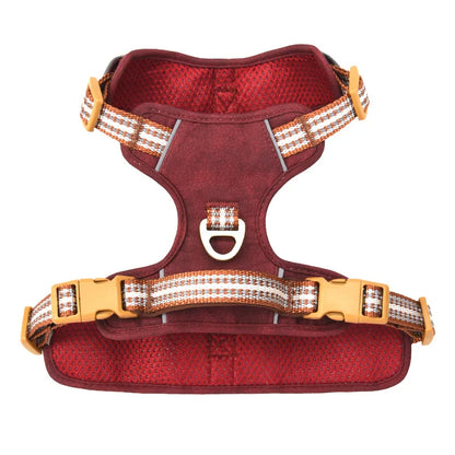 Retro Leather Dog Harness – Adjustable, Breathable & Reflective No-Pull Chest Strap