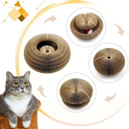 Magic Cat Scratch Board with Ball – Round Corrugated Claw Grinder & Interactive Toy