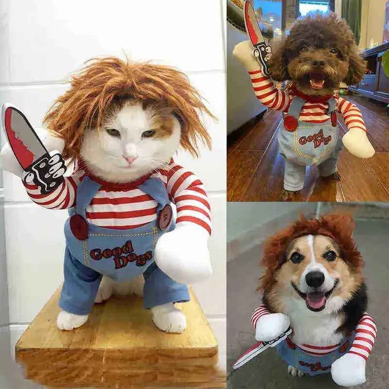 Halloween Dagger Pet Costume – Funny Knife-Holding Dress for Dogs & Cats