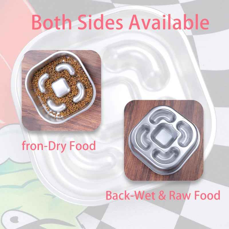 SteelPaw™ – Dual-Sided Stainless Steel Slow Feeder Bowl