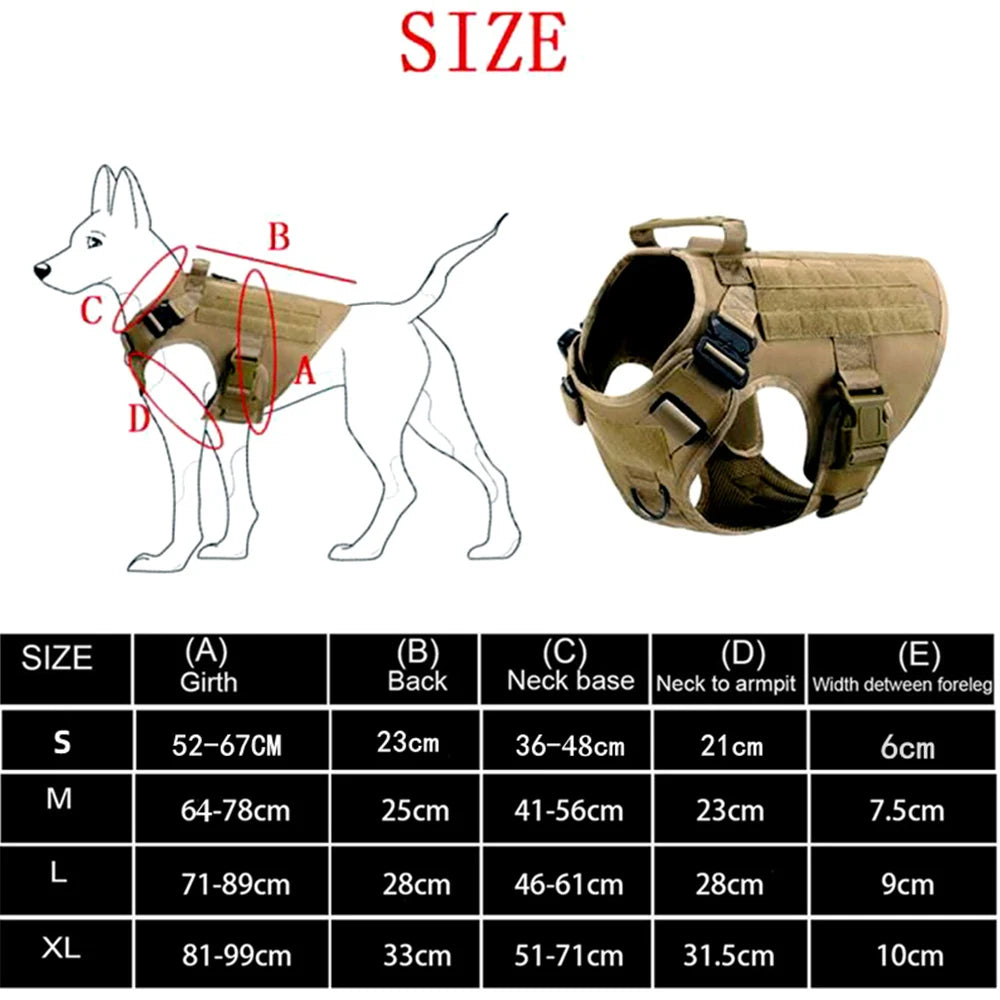 Tactical Dog Harness & Leash Set – Military Training Vest for All Breeds