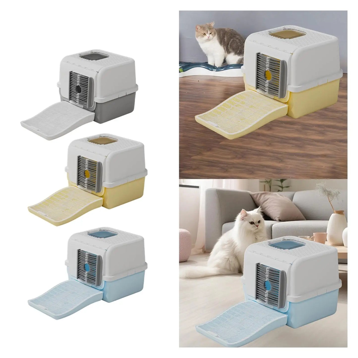 CleanCorner™ Hooded Cat Litter Box — Space-Saving Anti-Leak Design