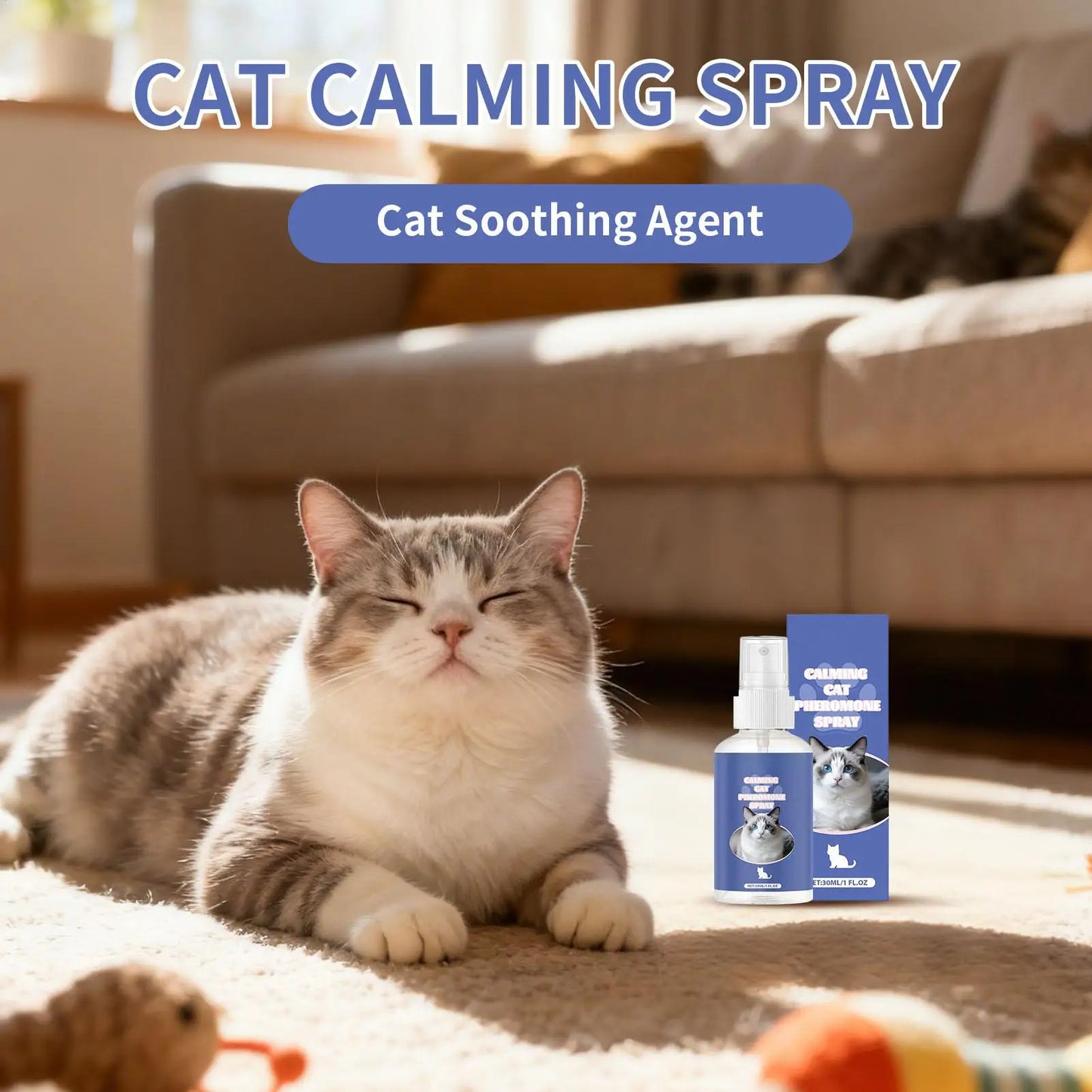 Calming Spray for Cats 30ml – Relaxation Mist for Stress Relief, Travel, Bathing & Behavior