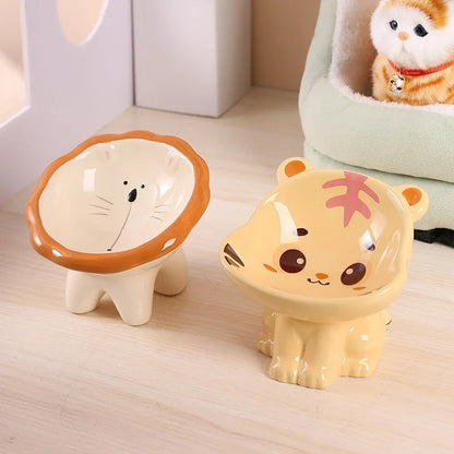 MeowTure™ – Ceramic High-Neck Cartoon Pet Bowl