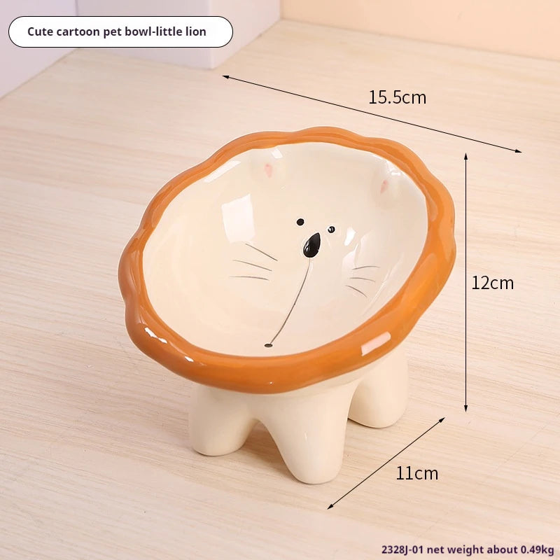 MeowTure™ – Ceramic High-Neck Cartoon Pet Bowl