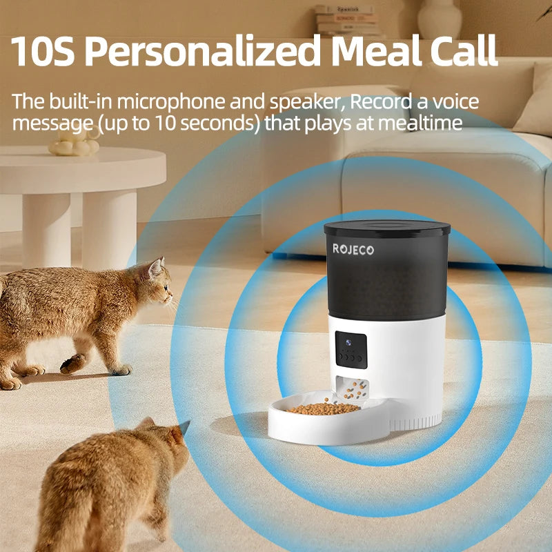 ROJECO Smart Automatic Pet Feeder with HD Camera & Voice Control