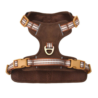 Retro Leather Dog Harness – Adjustable, Breathable & Reflective No-Pull Chest Strap