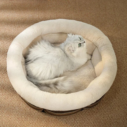 Soft Round Pet Bed – Warm & Cozy Sleeping Nest for Cats and Dogs