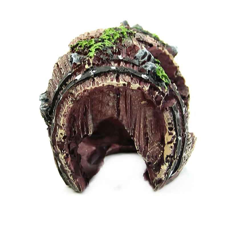 Resin Barrel Cave Aquarium Ornament – Fish Tank Decoration