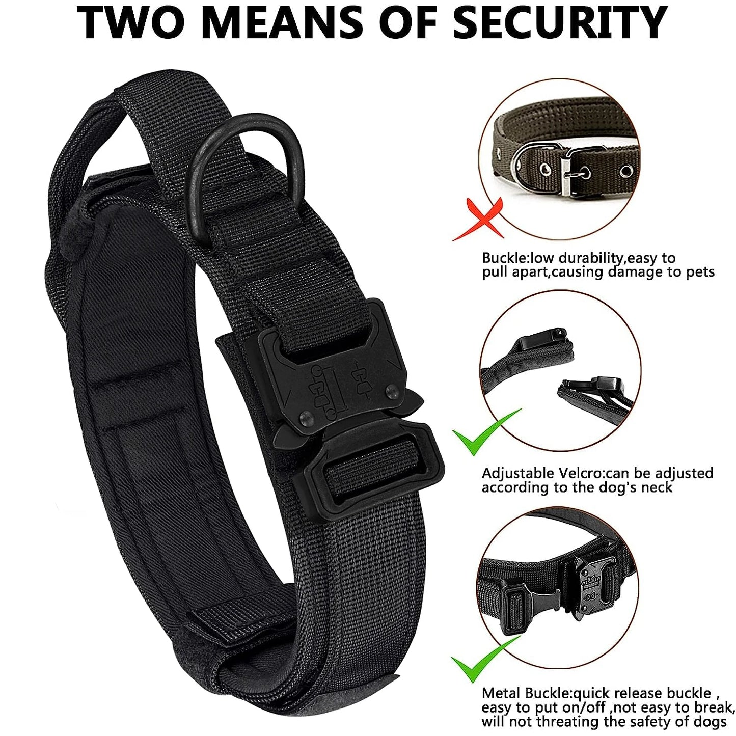 Heavy-Duty Military Tactical Dog Collar & Leash Set | Adjustable & Durable for All Dog Sizes
