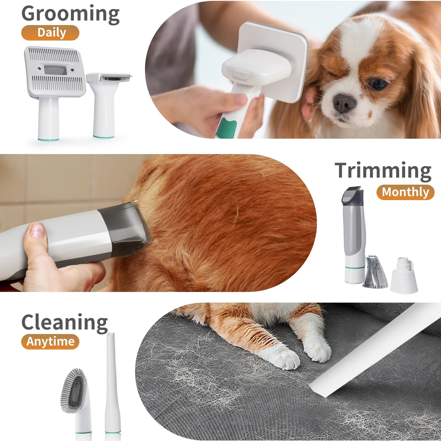 PetGroom Max™ – 1L Large Capacity Pet Grooming Vacuum Kit for Dogs & Cats
