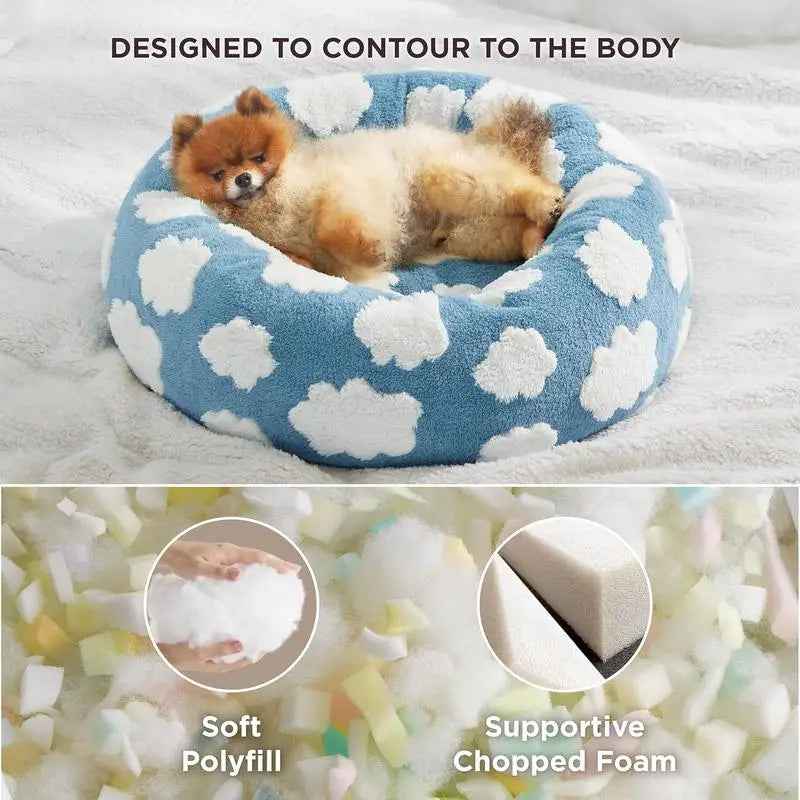 Lesure Donut Dog Bed – Calming Washable Bed for Dogs & Cats (60cm)