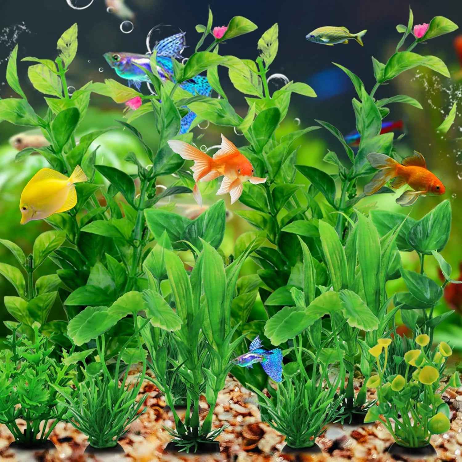 10pcs Artificial Green Plants – Aquarium Decoration Set for Fish Tanks