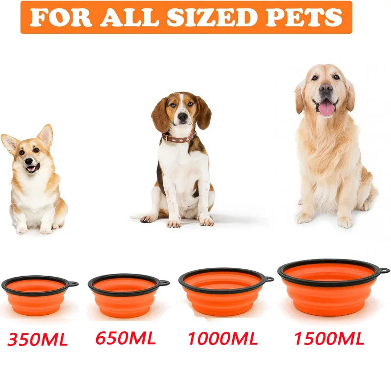 2-in-1 Folding Silicone Pet Feeder Bowl with Dispenser