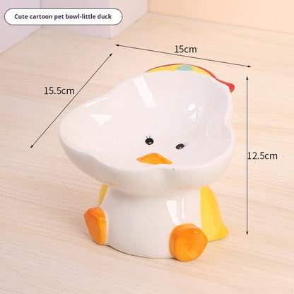MeowTure™ – Ceramic High-Neck Cartoon Pet Bowl
