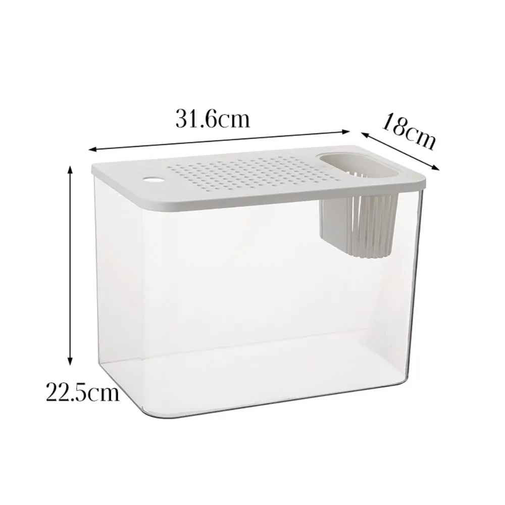 Transparent PET+ABS Fish Tank with Lid – Drop-Resistant Hydroponic Aquarium & Turtle Tank for Home