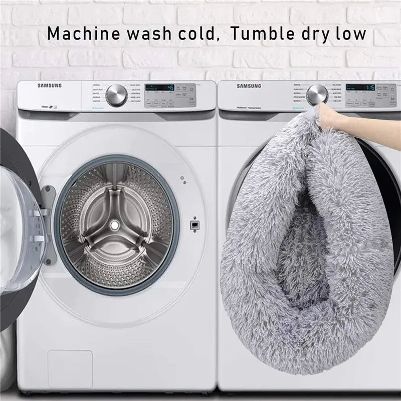 FluffNest™ – Round Plush Pet Bed