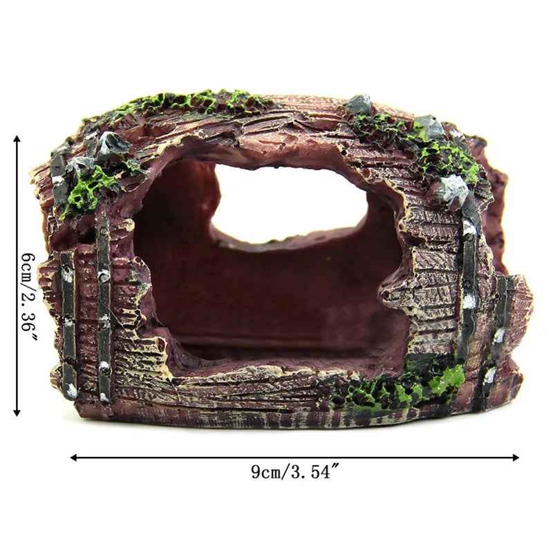 Resin Barrel Cave Aquarium Ornament – Fish Tank Decoration