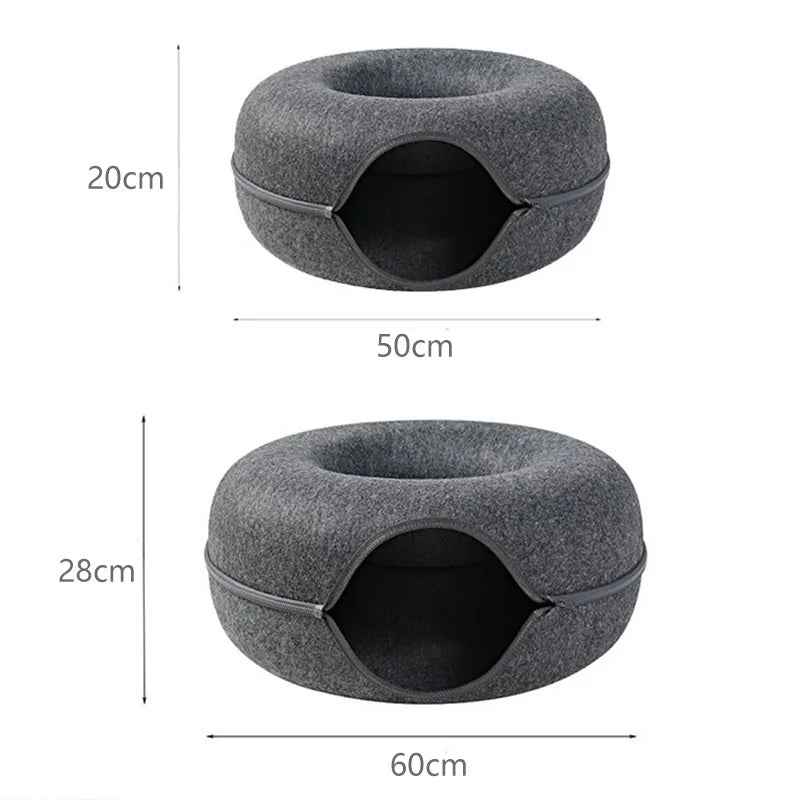 PawDonut™ – 2-in-1 Cat Bed & Tunnel Playhouse