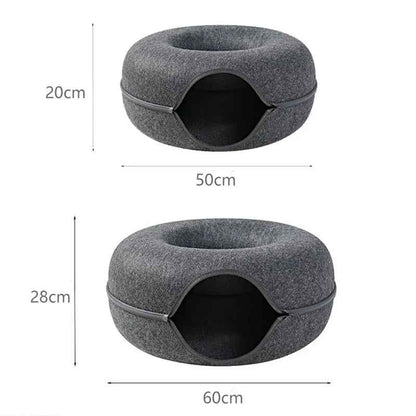 PawDonut™ – 2-in-1 Cat Bed & Tunnel Playhouse