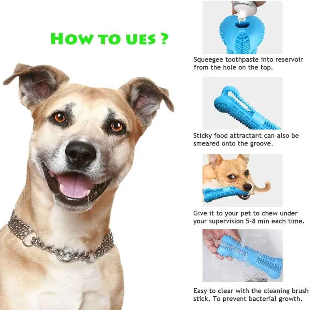 360° Soft Rubber Dog Toothbrush & Chew Toy – Gentle Teeth Cleaning Stick for Puppies