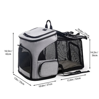 Foldable Expandable Pet Carrier Backpack – Breathable Travel Bag for Cats & Dogs