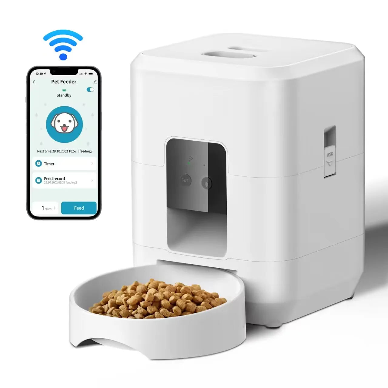 Smart Automatic Pet Feeder – Timed Food Dispenser for Cats & Dogs with Portion Control and Slow Feeding Bowl
