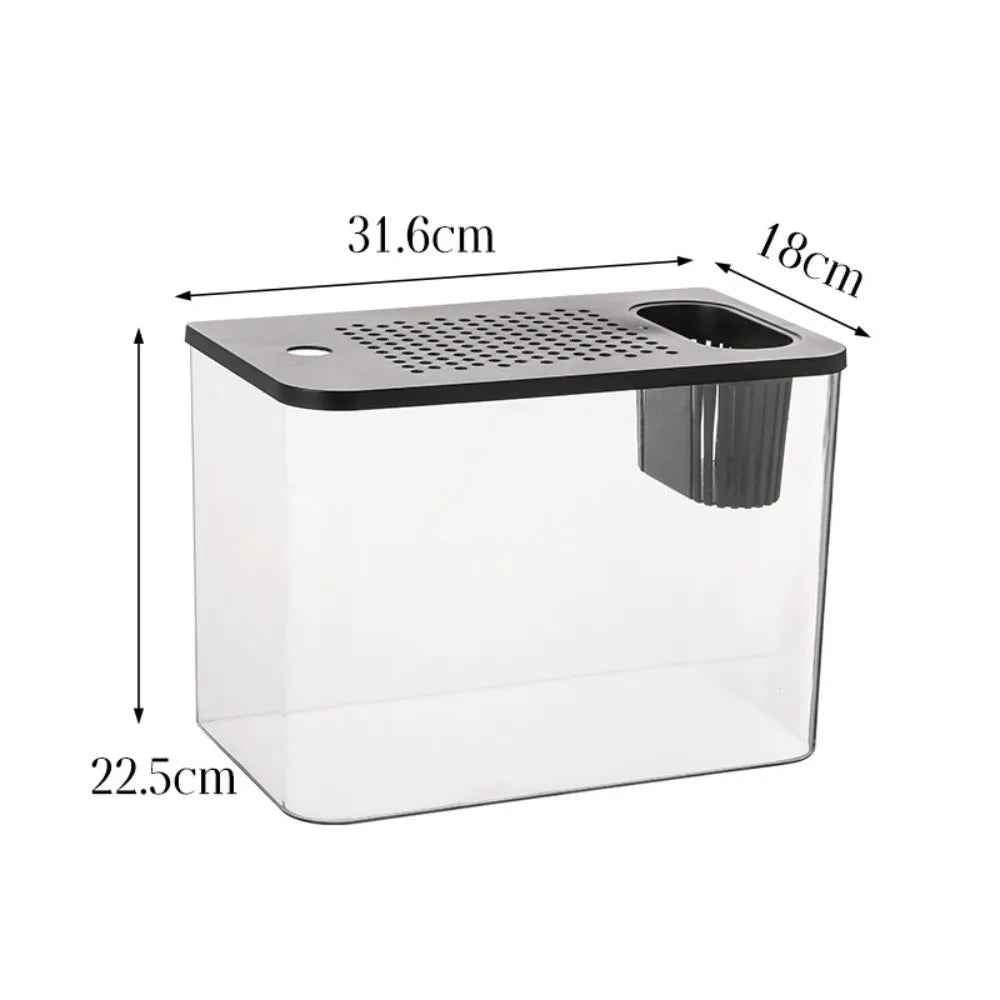 Transparent PET+ABS Fish Tank with Lid – Drop-Resistant Hydroponic Aquarium & Turtle Tank for Home