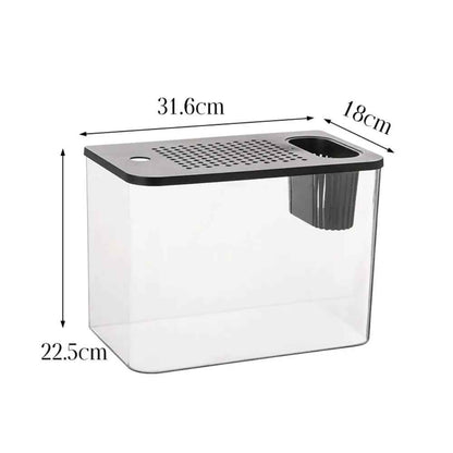 Transparent PET+ABS Fish Tank with Lid – Drop-Resistant Hydroponic Aquarium & Turtle Tank for Home