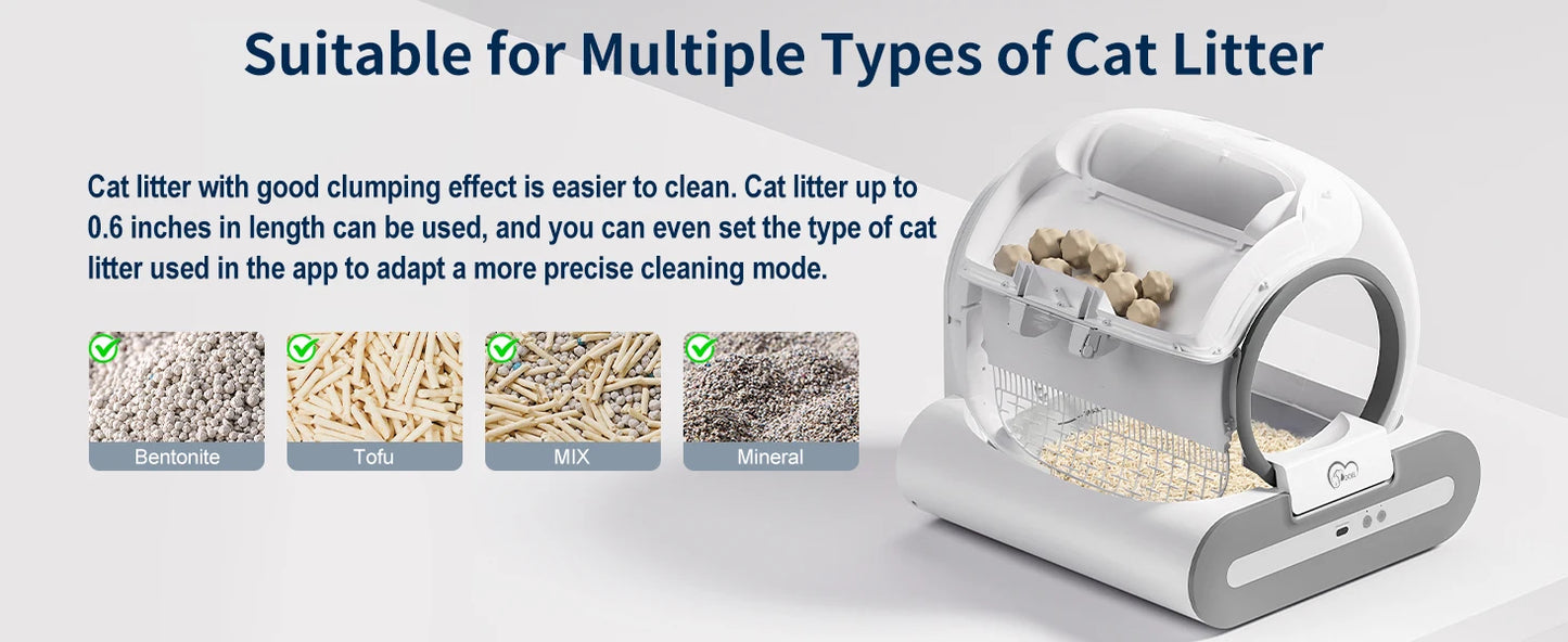 DOEL™ Automatic Self-Cleaning Cat Litter Box with App Control & Litter Mat