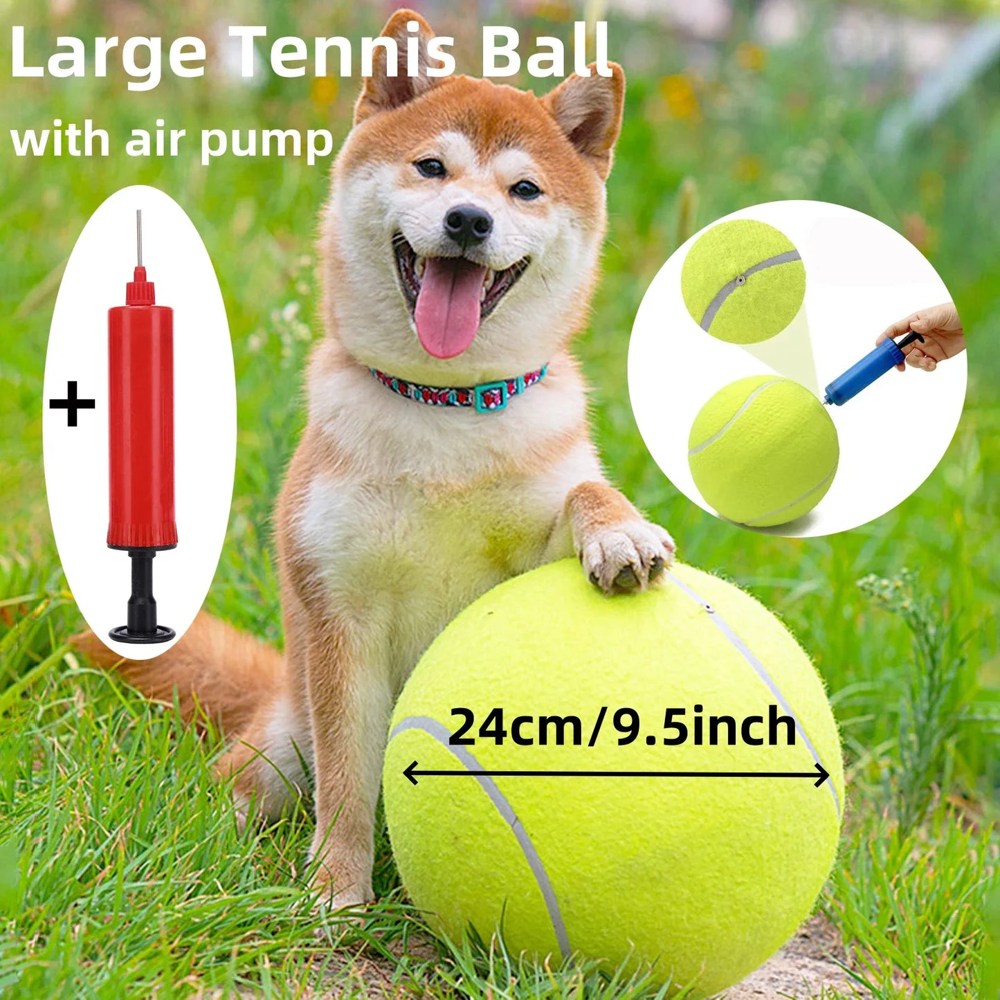 24cm Giant Dog Tennis Ball – Large Inflatable Pet Toy