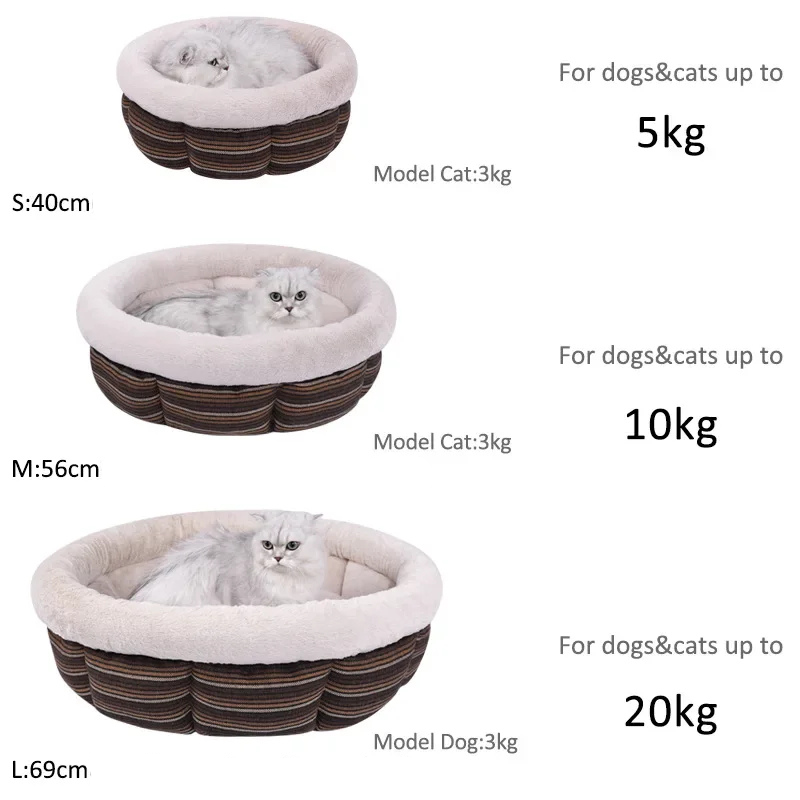 Soft Round Pet Bed – Warm & Cozy Sleeping Nest for Cats and Dogs